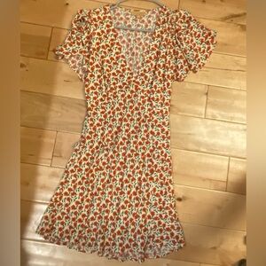 VRG GRL Sipping Sangria Bias Cut Mini Dress // Floral - size AU 8